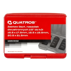 Zestaw 3szt. nasadek dwustronnych 1/2'' do kół 16.5 x 17.5mm, 18.5 x 19.5mm, 20.5 x 21.5mm QS50932  Quatros